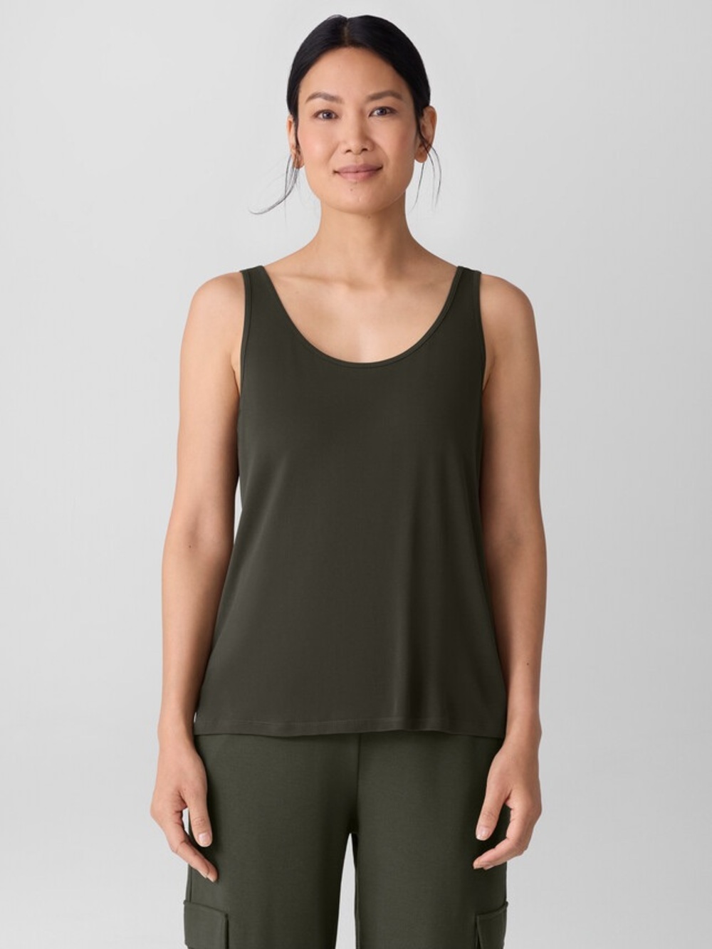 Eileen Fisher Stretch Silk Jersey Scoop Neck Tank size XL